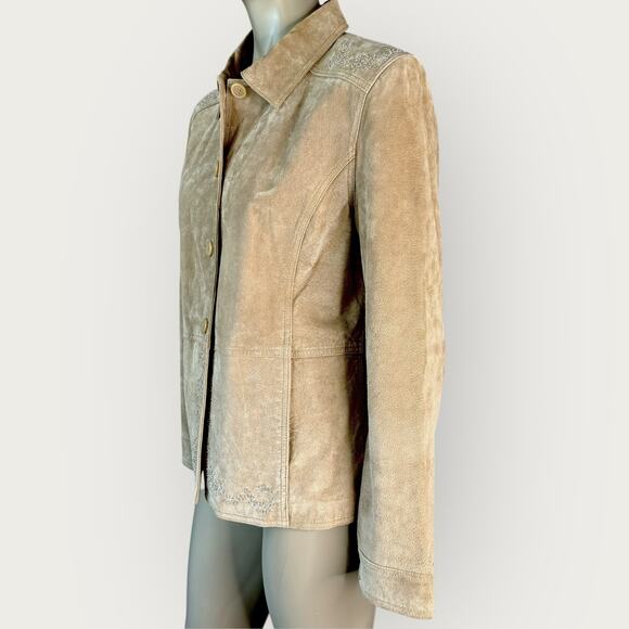 Brandon Thomas Vintage Suede Leather Button Up Jacket Western Women Size M Tan - Picture 3 of 15